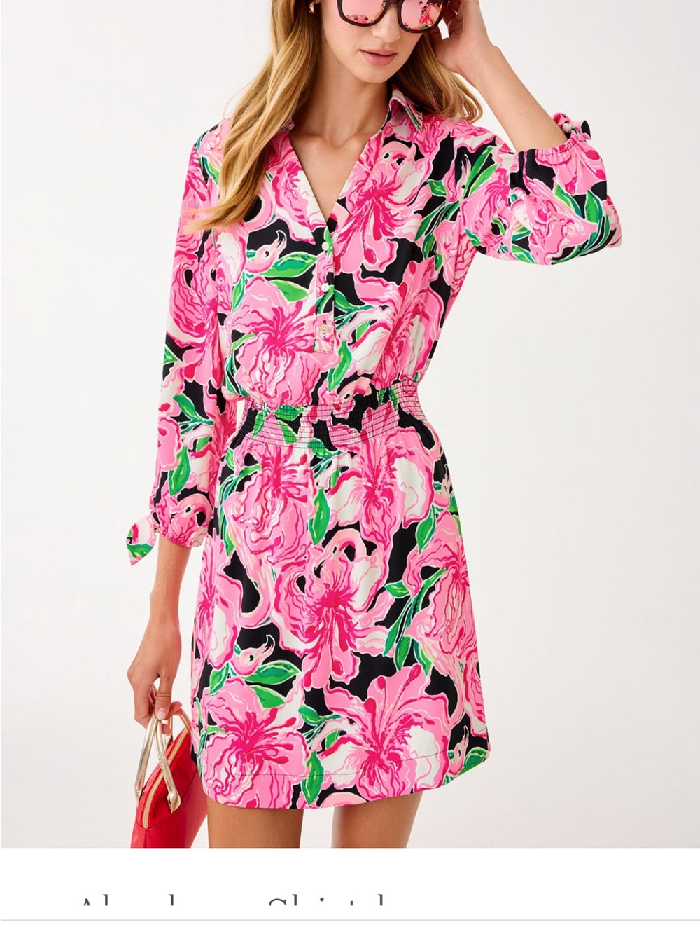 Bright Pink Floral Shirt Dress